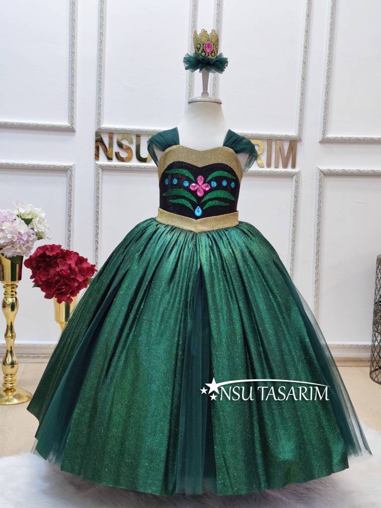 Princess Anna dress . Baby girl dress. Anna costume. princess Anna birthday dress. Sparkle Anna dress. For special occasion. Handmade! – Kids Dressy