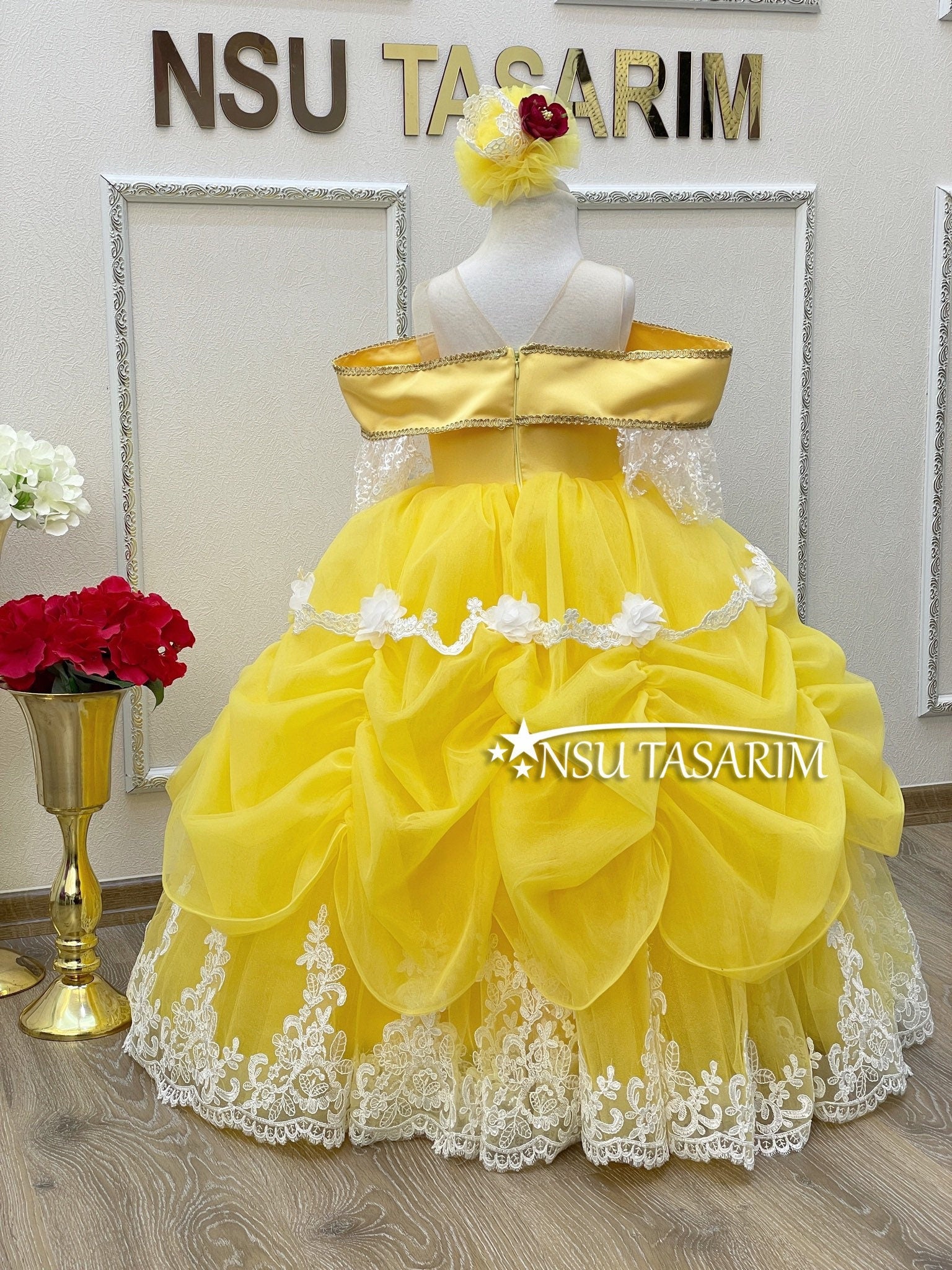 Belle dress. Baby Girl Belle costume. For special occasion,Beauty and the beast, princess belle gown dress. couture gown.