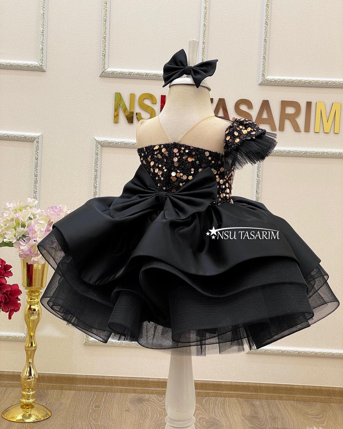 Black sequin dress. Handmade