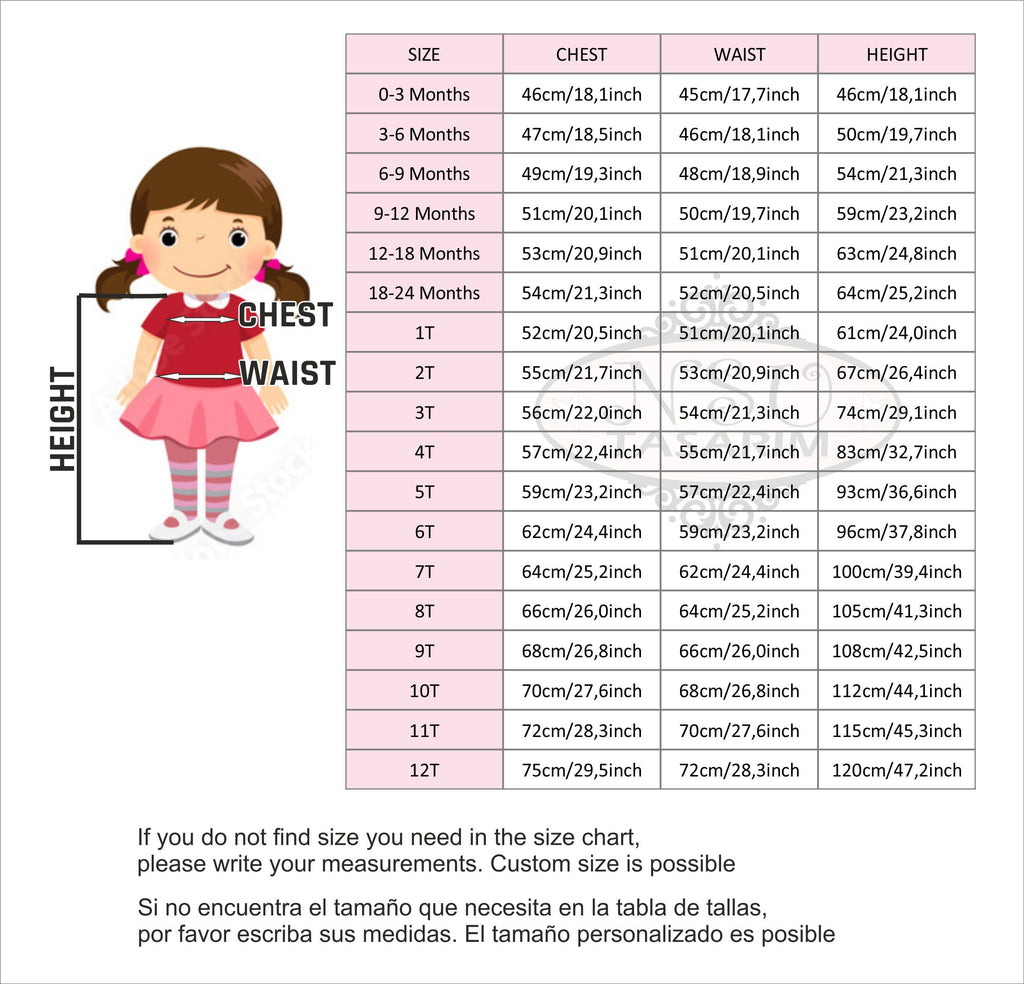 Size ChartRed and white strawberry dress for party Size Chart