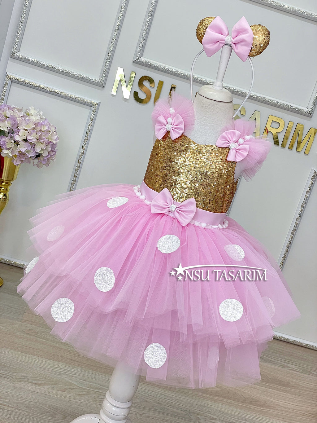 Pink Minnie Mouse dress front full length