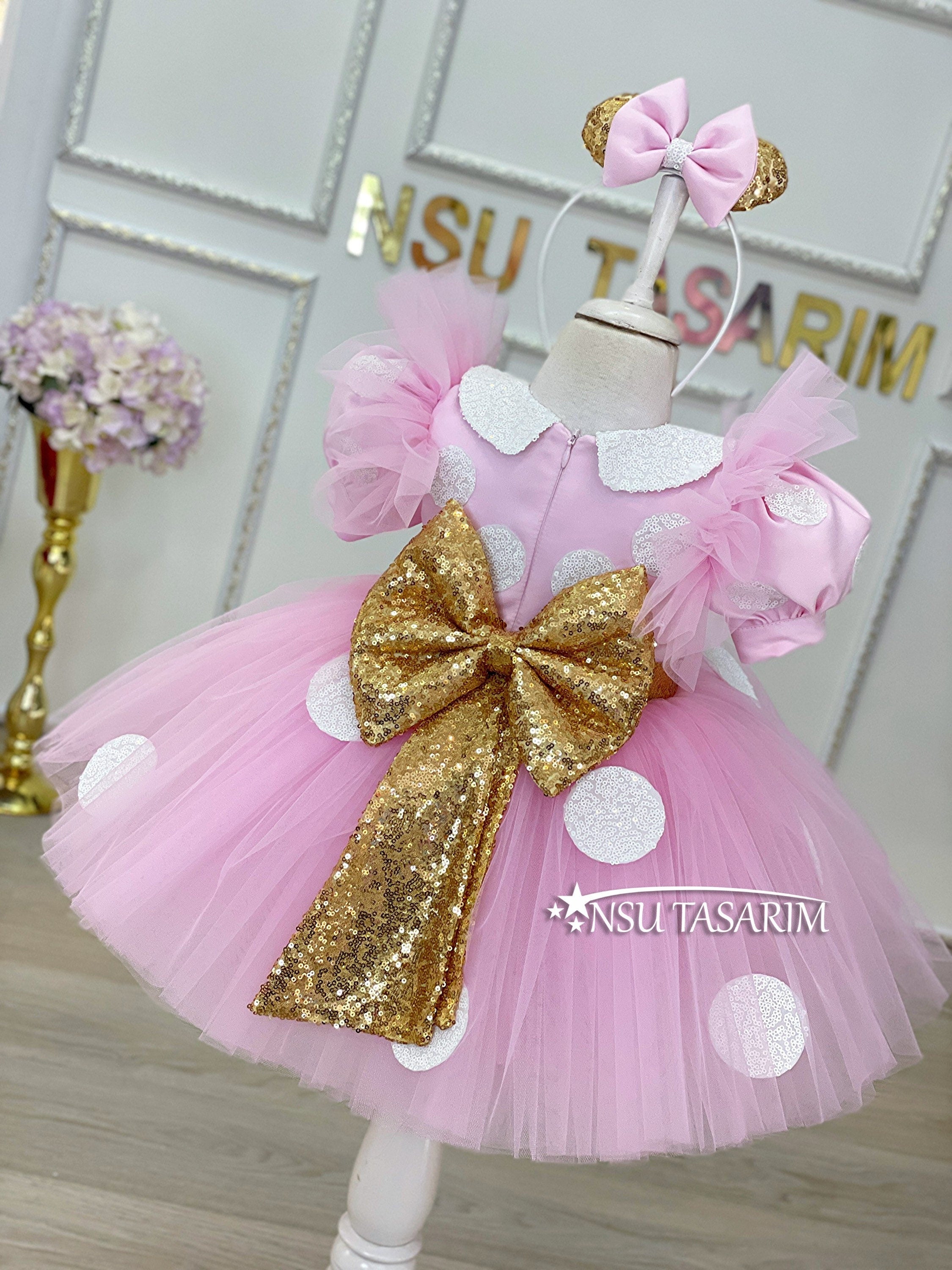 Minnie mouse costume. Baby girl minnie mouse costume. Brithday minnie mouse  dress. Pink minnie mouse dress. 1st Birthday dress. – Kids Dressy