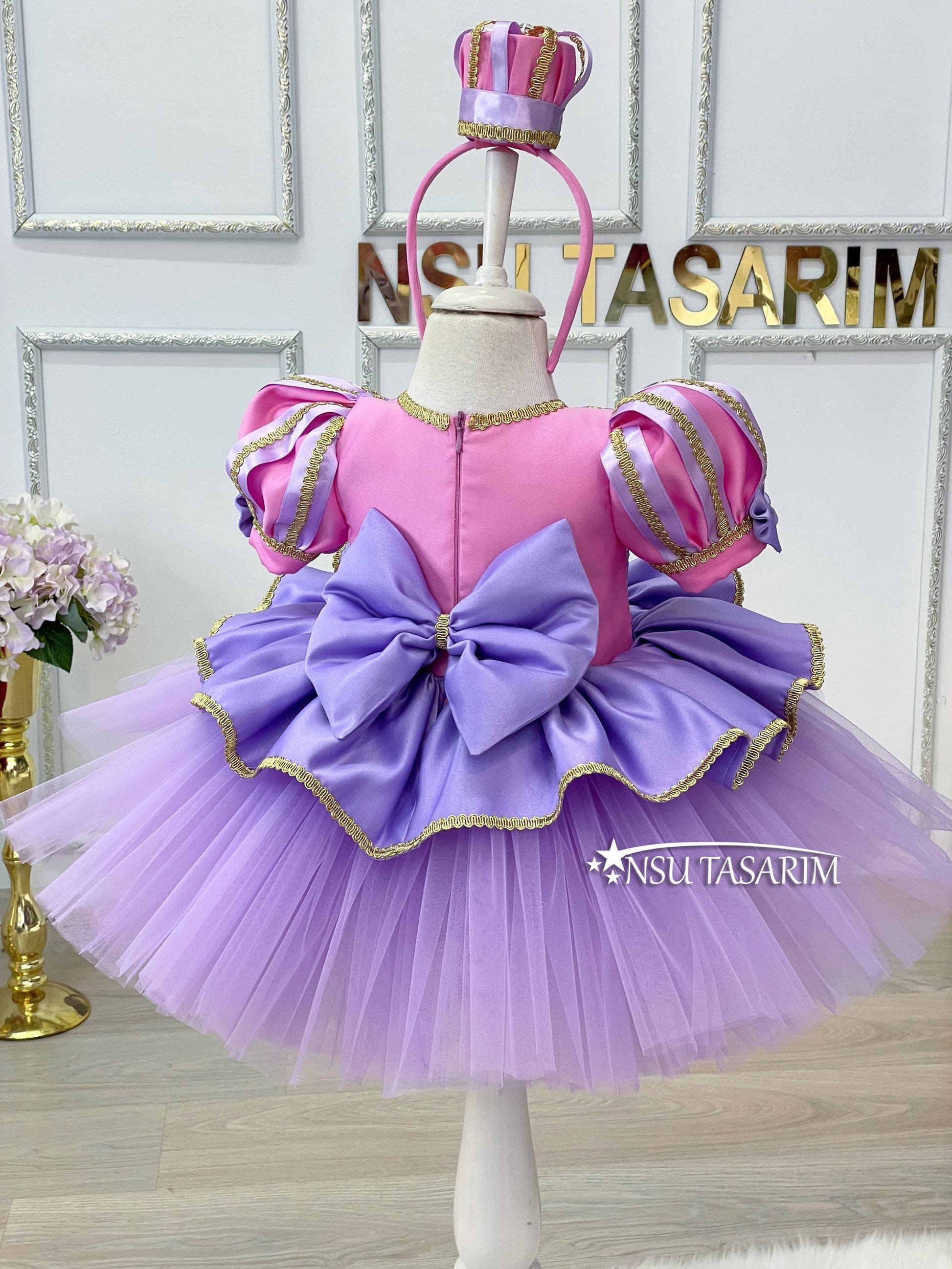 Puffy Sleeves Rapunzel Dress for Toddler Girls