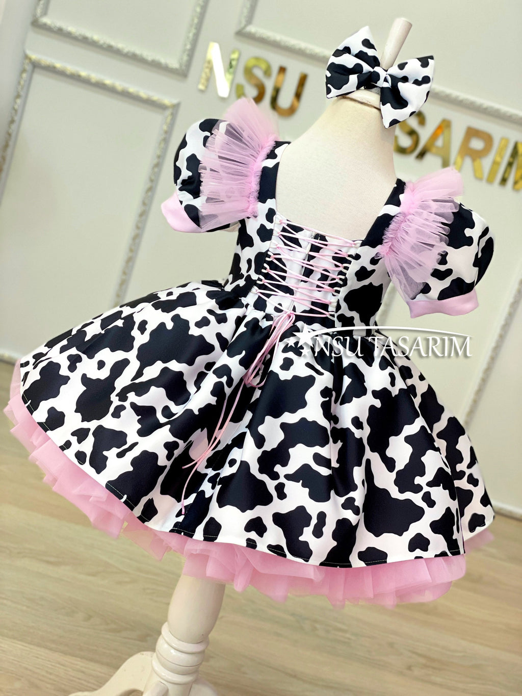 Cow theme costume back side full size