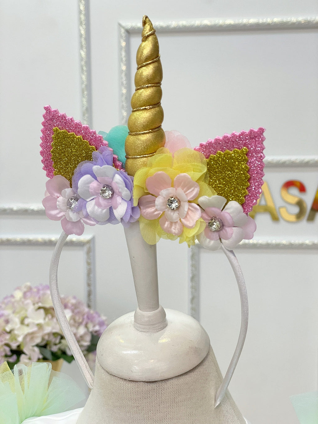 Unicorn birthday dress hair accessory
