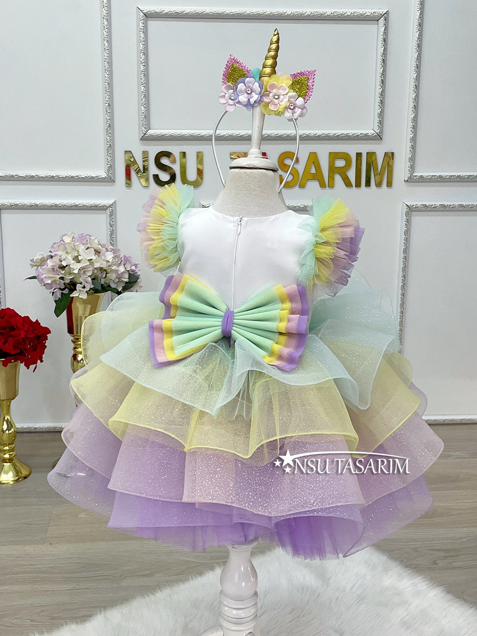 Unicorn birthday dress back side full size