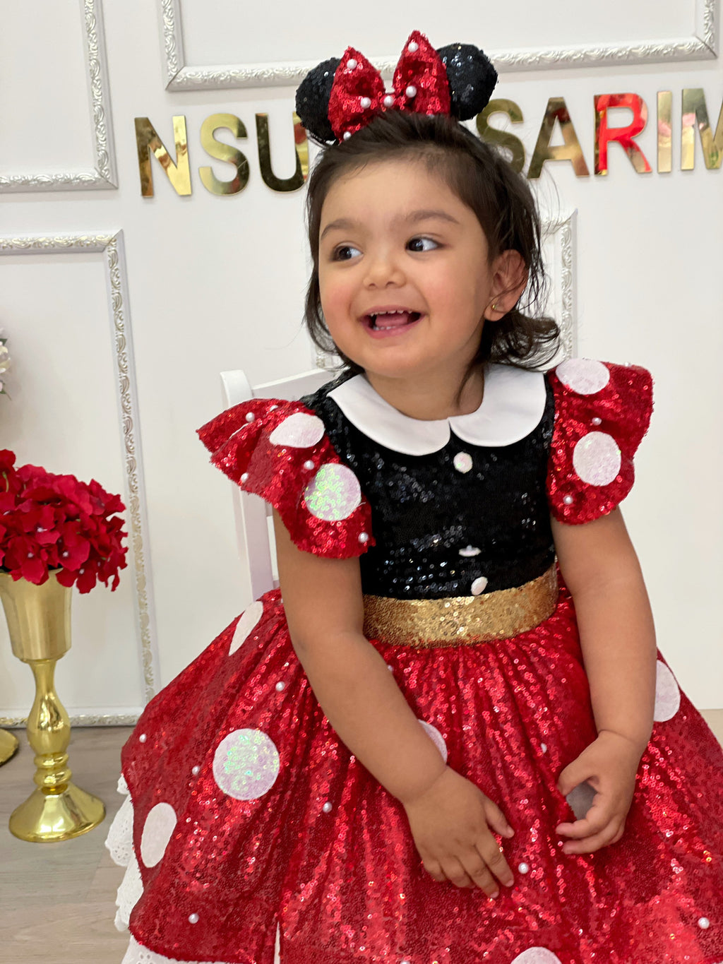 Red Minnie dress front