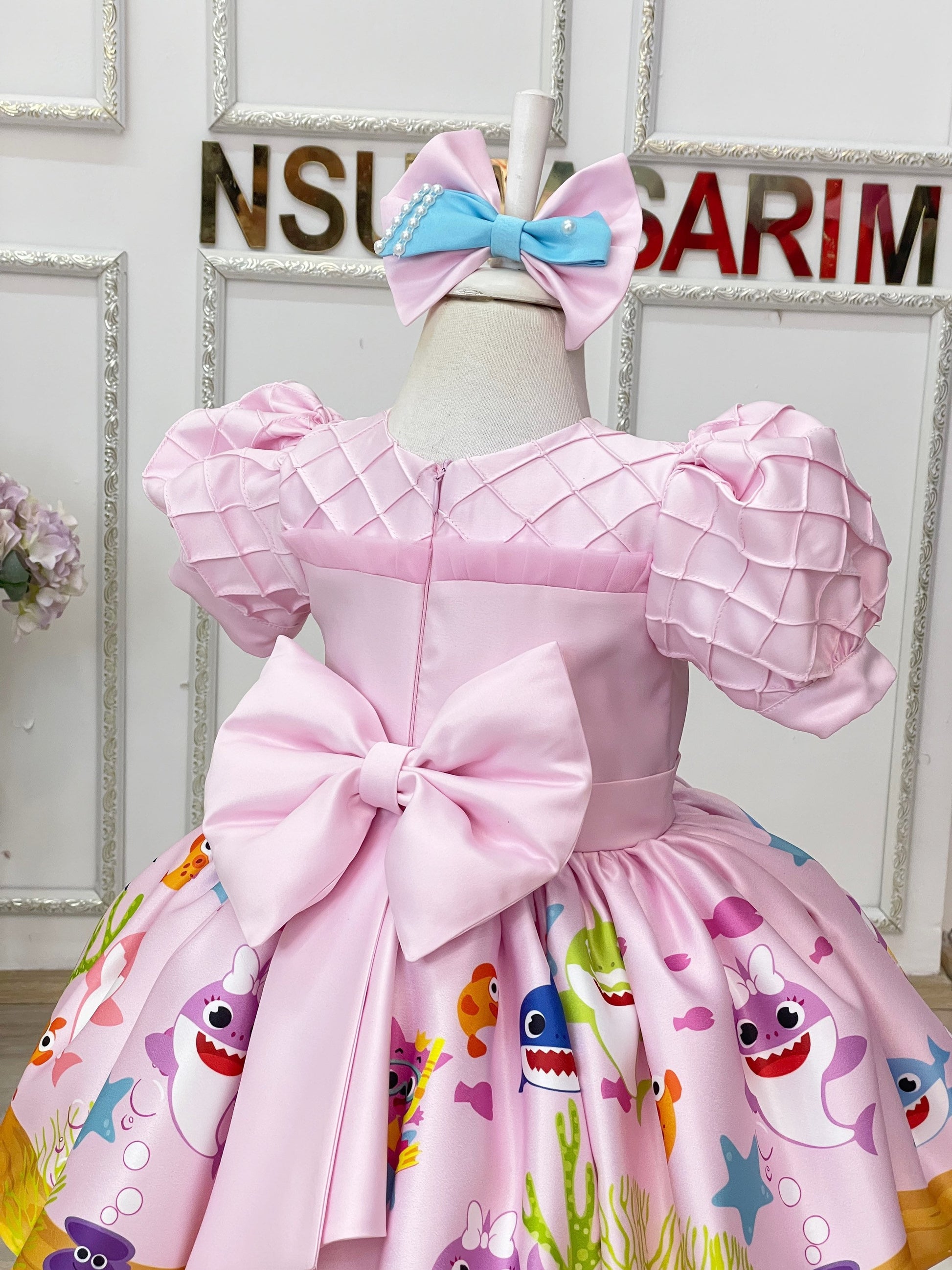 Baby Shark Costume for 1st Birthday - Pink Dress for Special Occasions - Cute Baby Girl Outfit