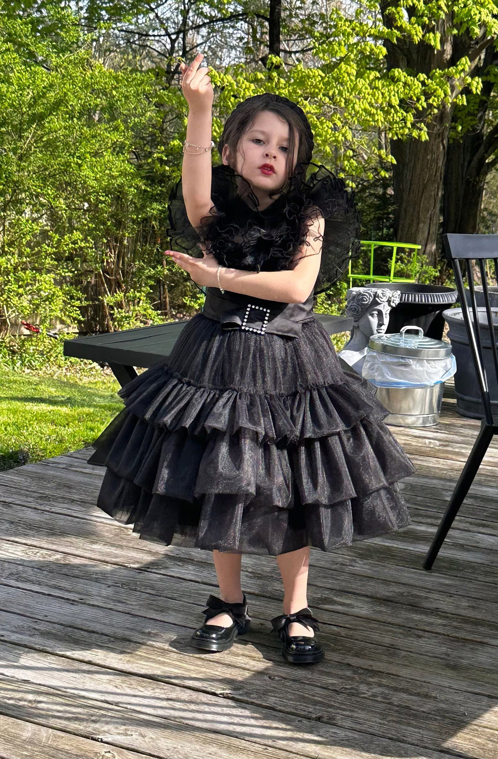 Wednesday addams dress. Black Wednesday dress. Kids party dress. Wednesday Birthday dress. Wednesday addams theme outfit Handmade!