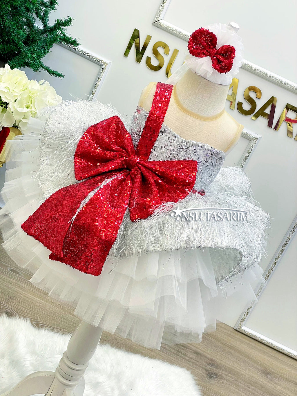 Silver Shiny Sequin Fabric, Fluffy Knee Length,