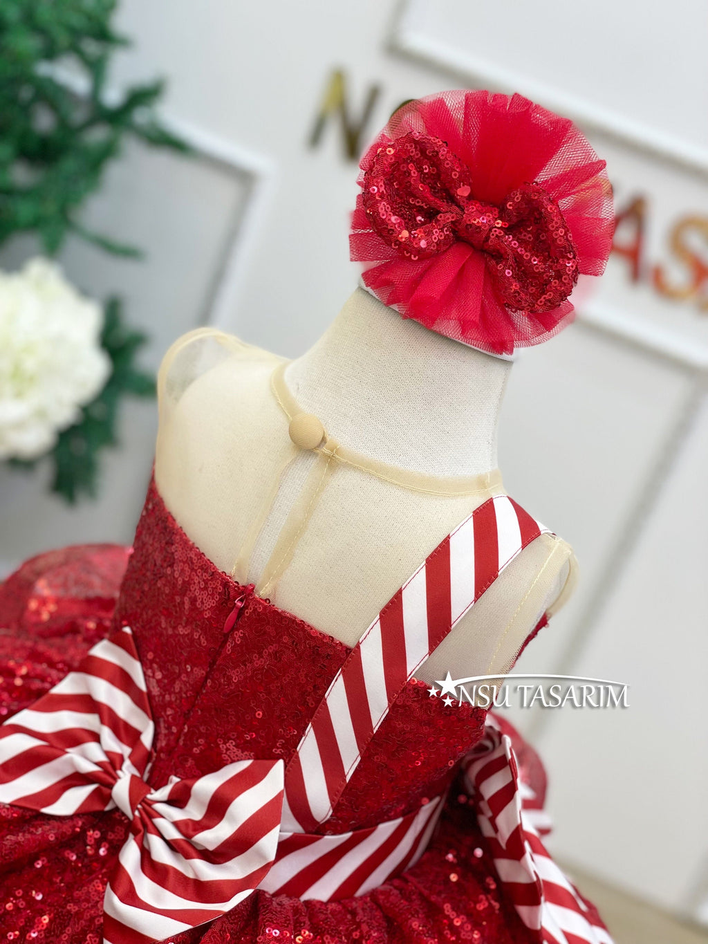 Christmas Red back zipper