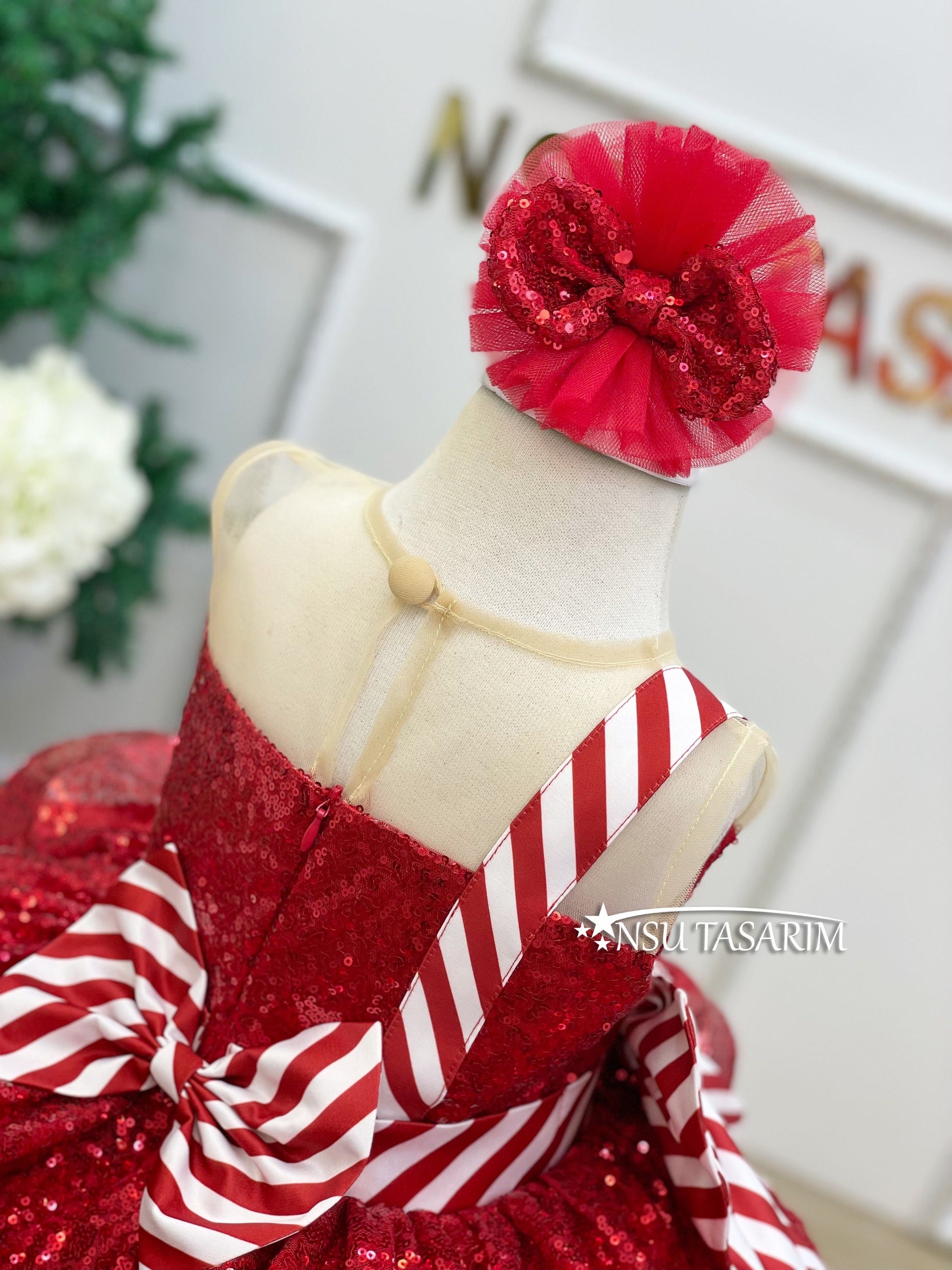 Christmas Red back zipper