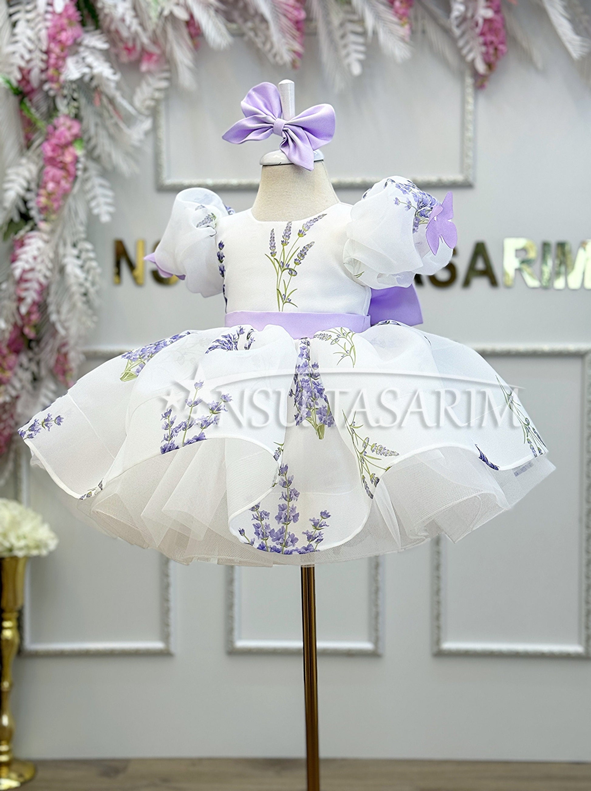 Easter Dress Toddler, Lavender and silver dress, Lavender party dress, Baby girl Lavender dress