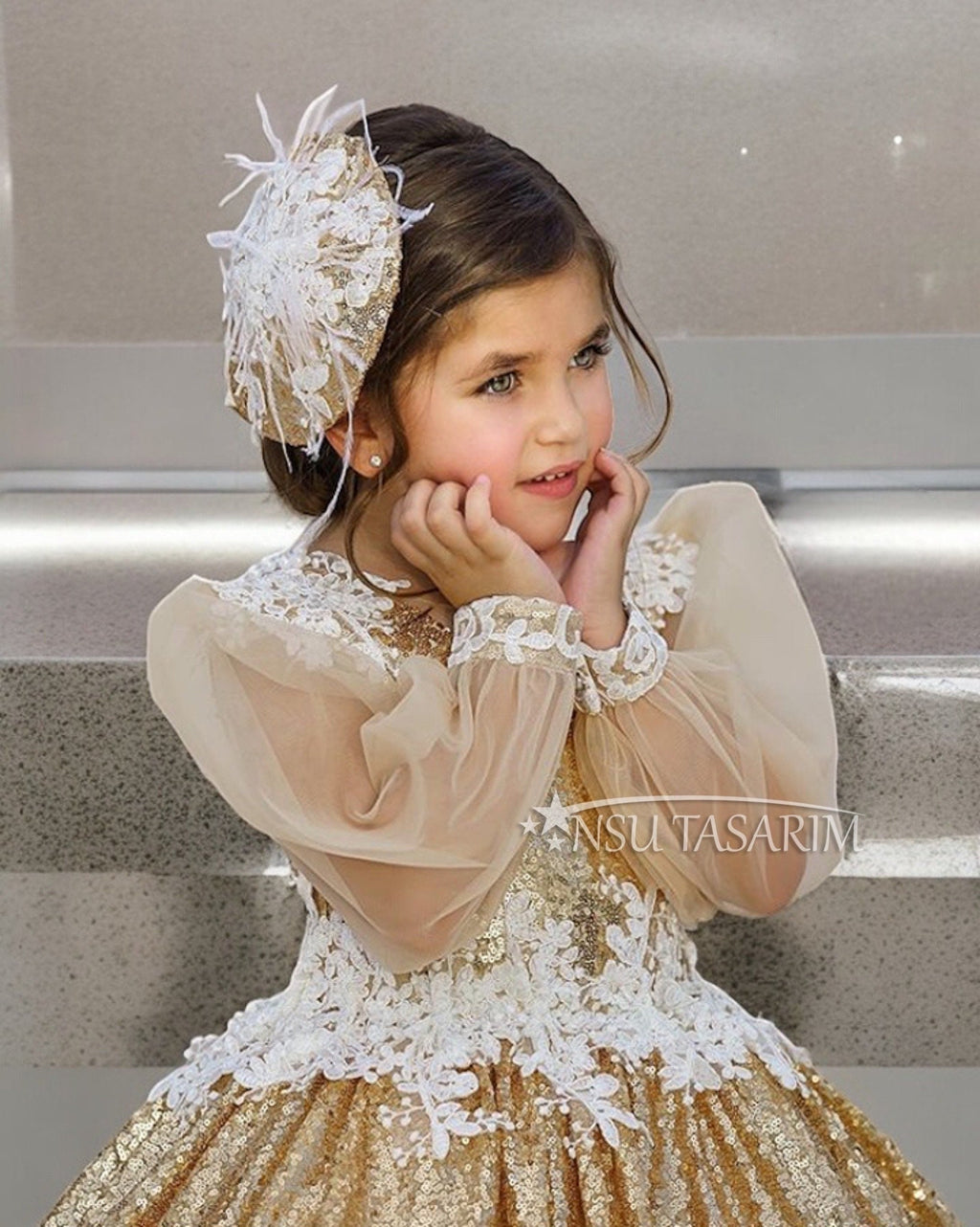 Girl gold sparkle dress. Gold sequin dress. For special occasion, long toddler gown, princess gown dress.