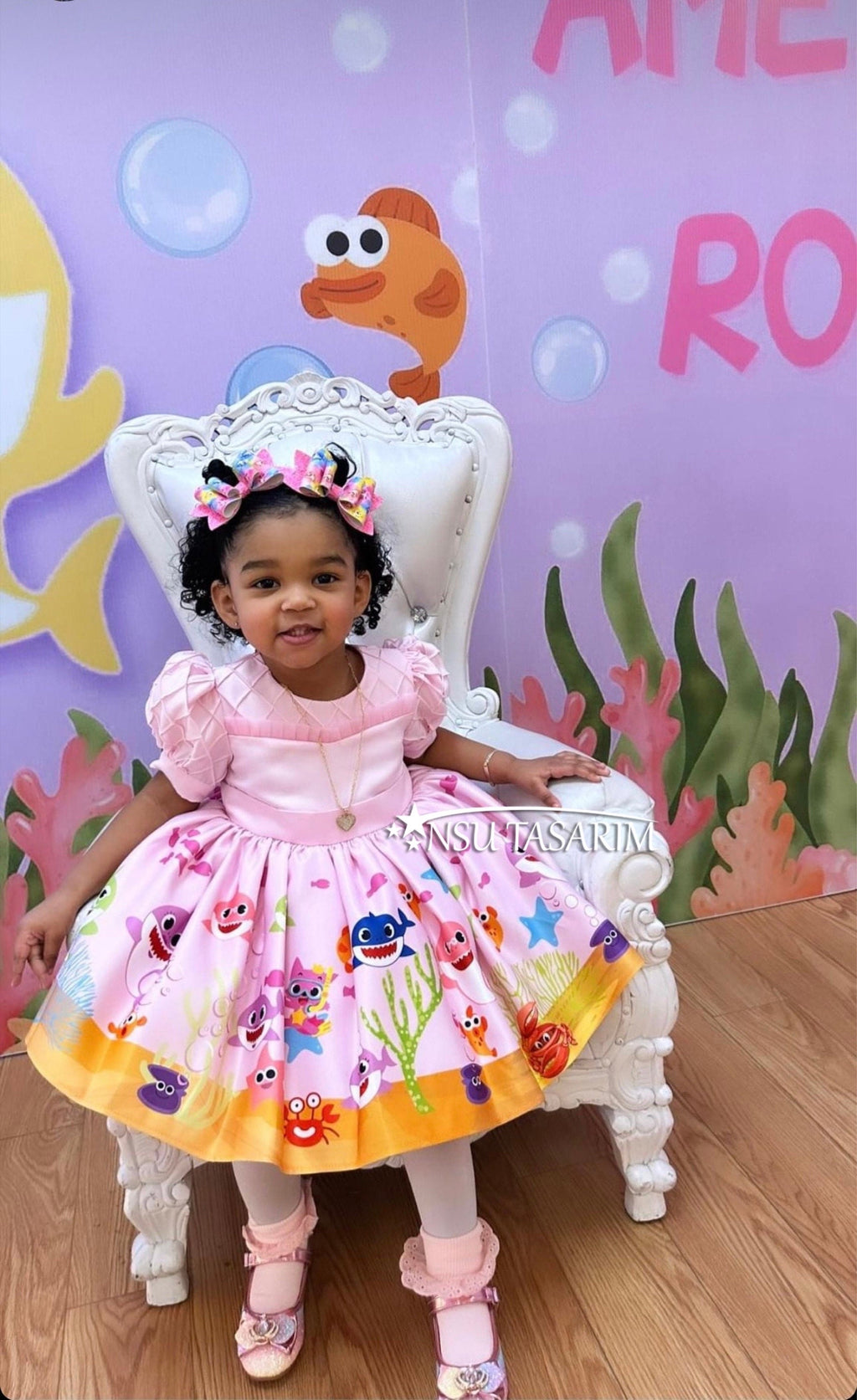 Baby Shark Costume for 1st Birthday - Pink Dress for Special Occasions - Cute Baby Girl Outfit