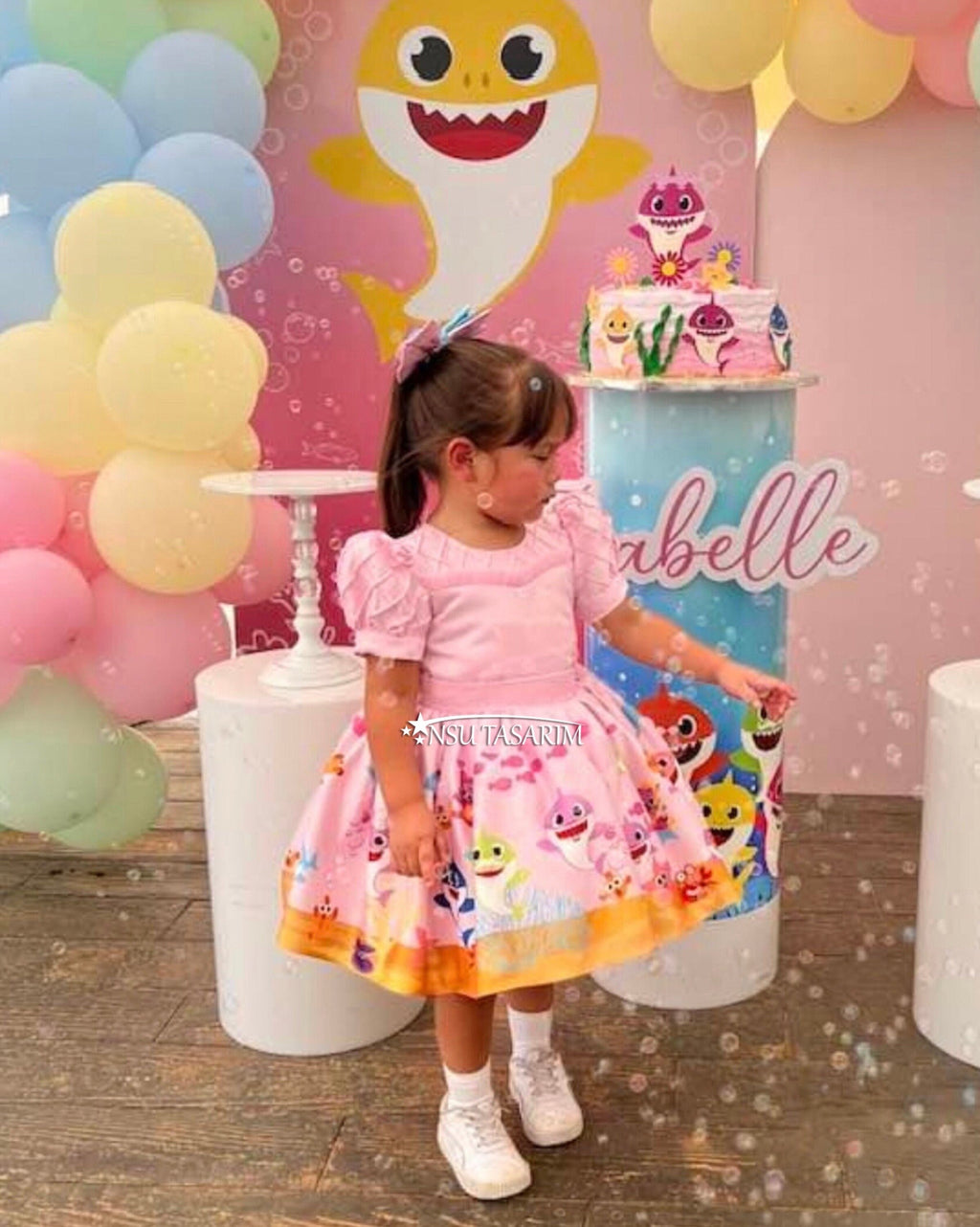 Baby Shark Costume for 1st Birthday - Pink Dress for Special Occasions - Cute Baby Girl Outfit