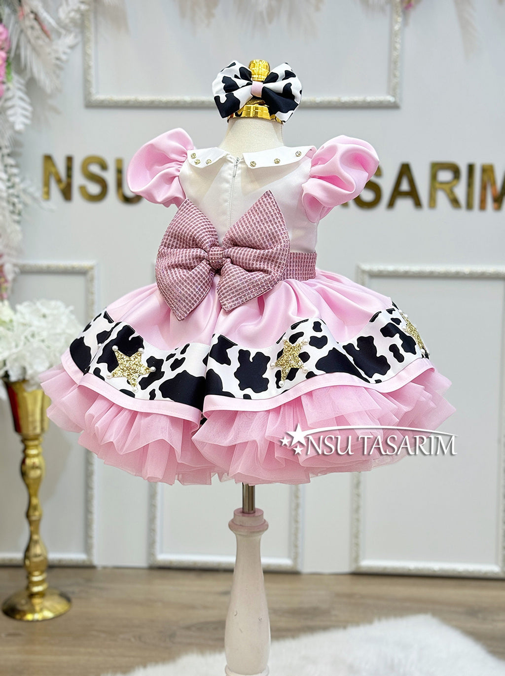 Cow theme costume back side full size