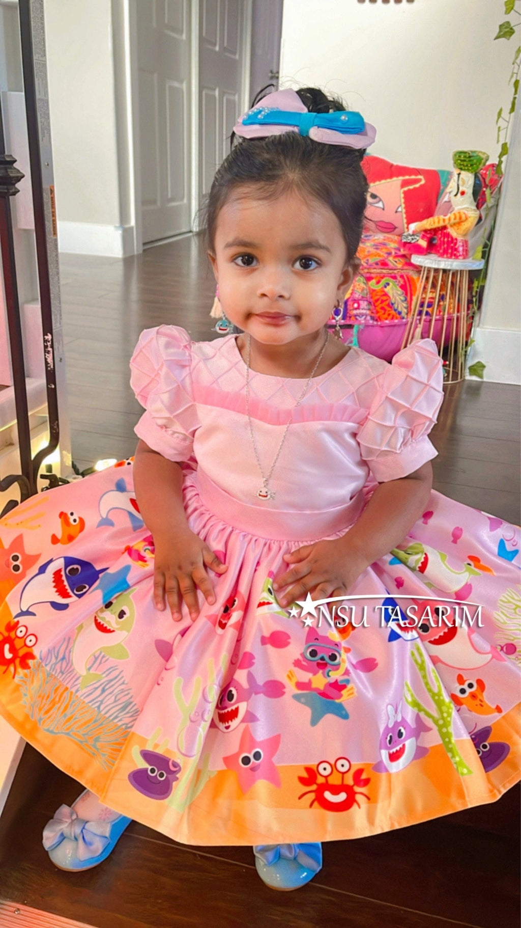 Baby Shark Costume for 1st Birthday - Pink Dress for Special Occasions - Cute Baby Girl Outfit
