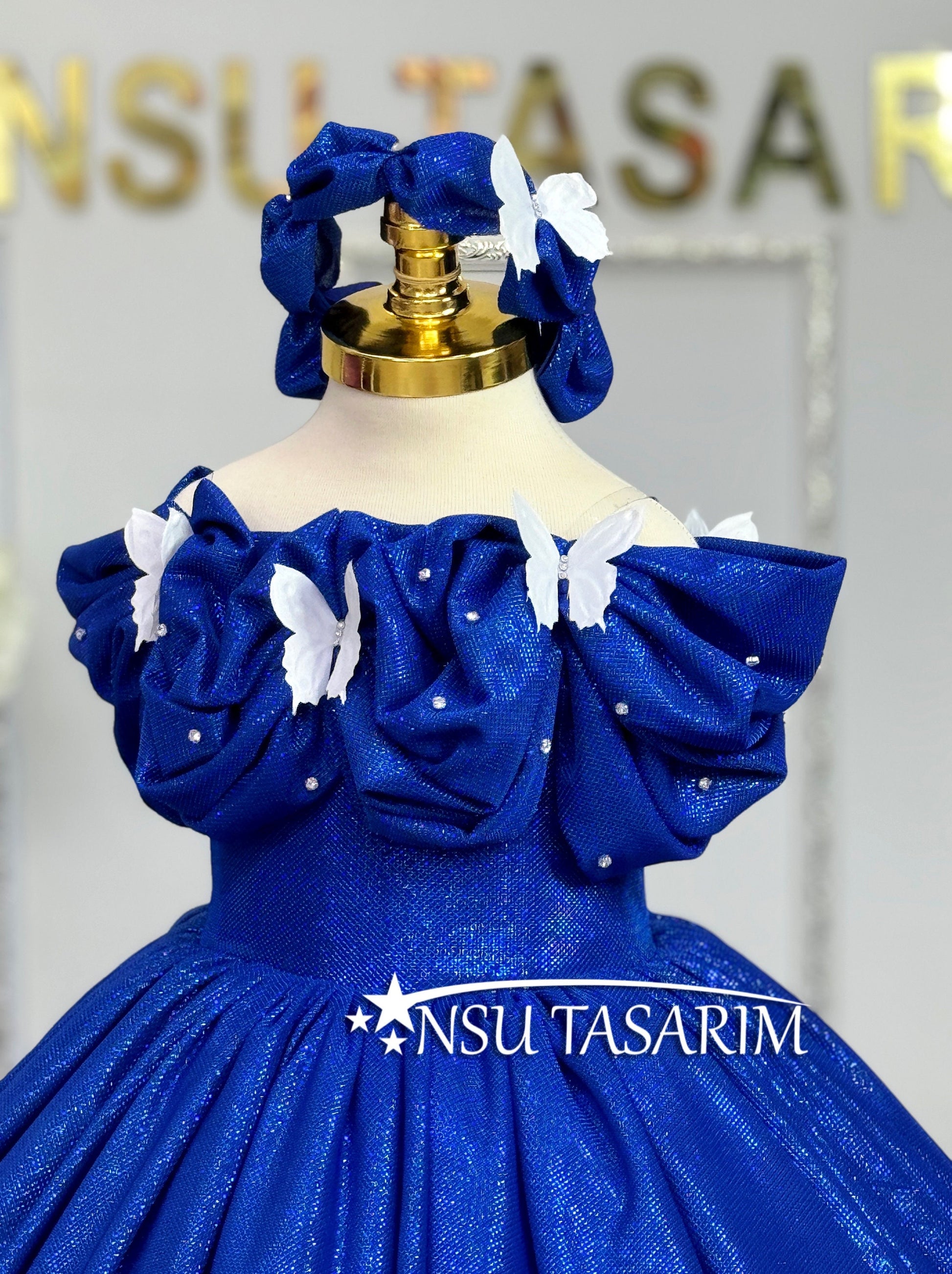 Royal blue Cinderella costume front top close up