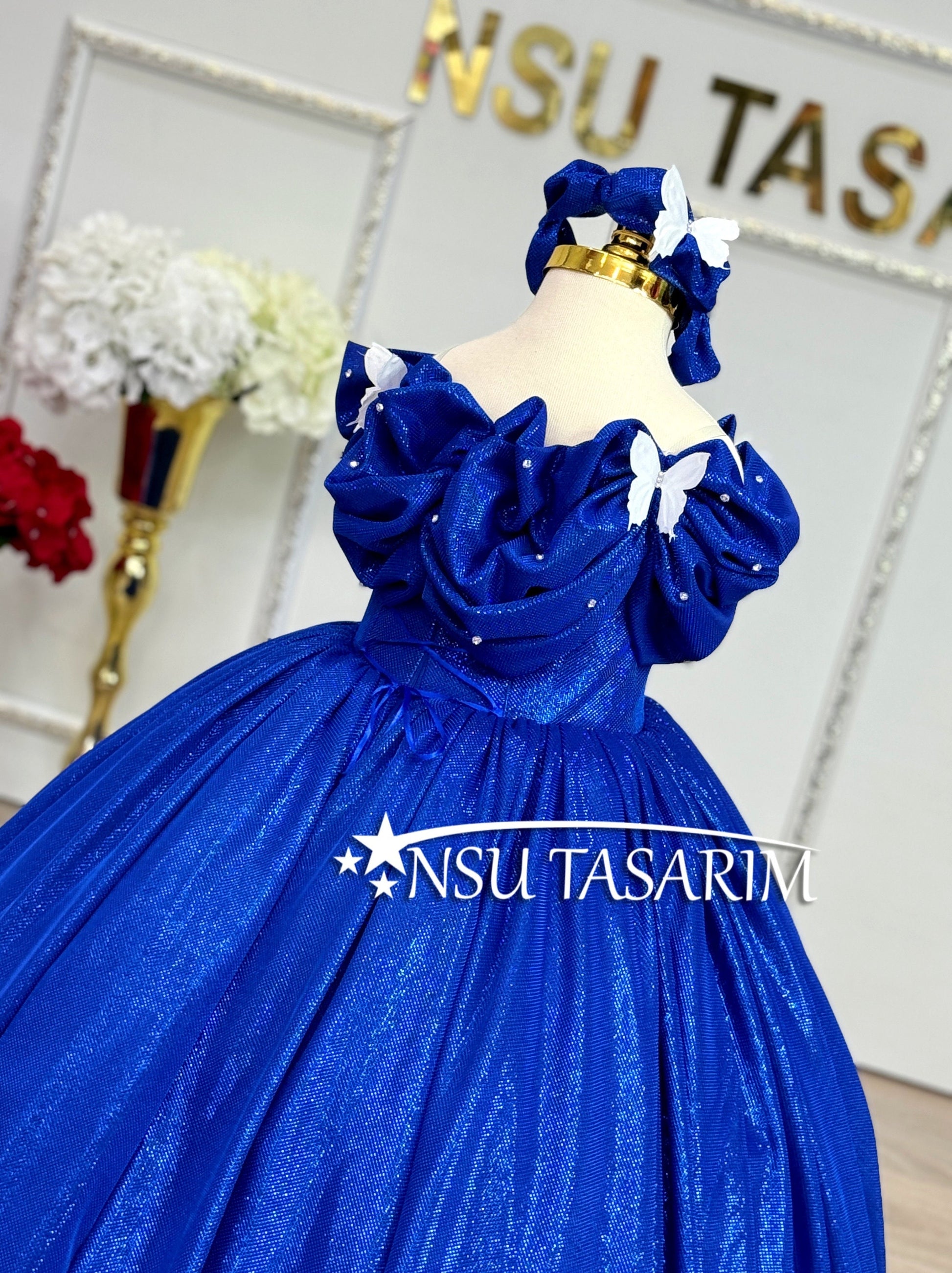 Royal blue Cinderella costume front upper part