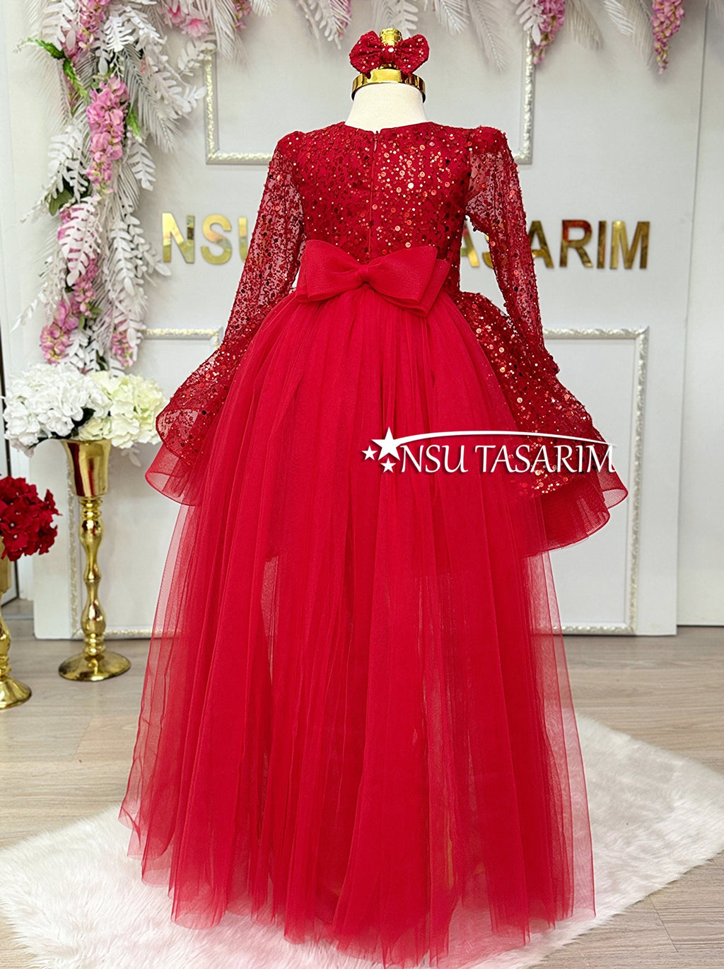 red baby dress train