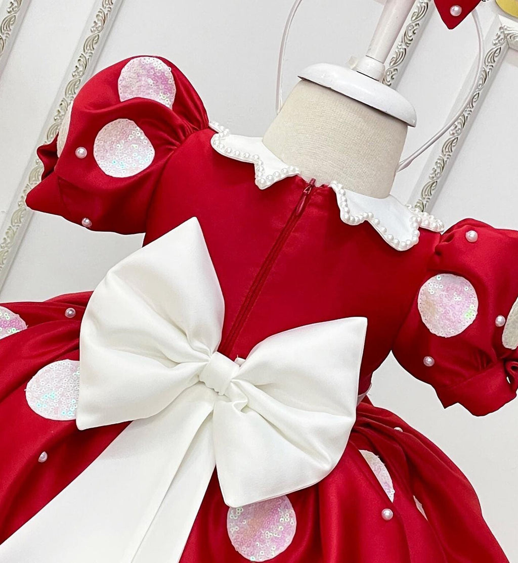 Red Minnie Mouse dress back bow