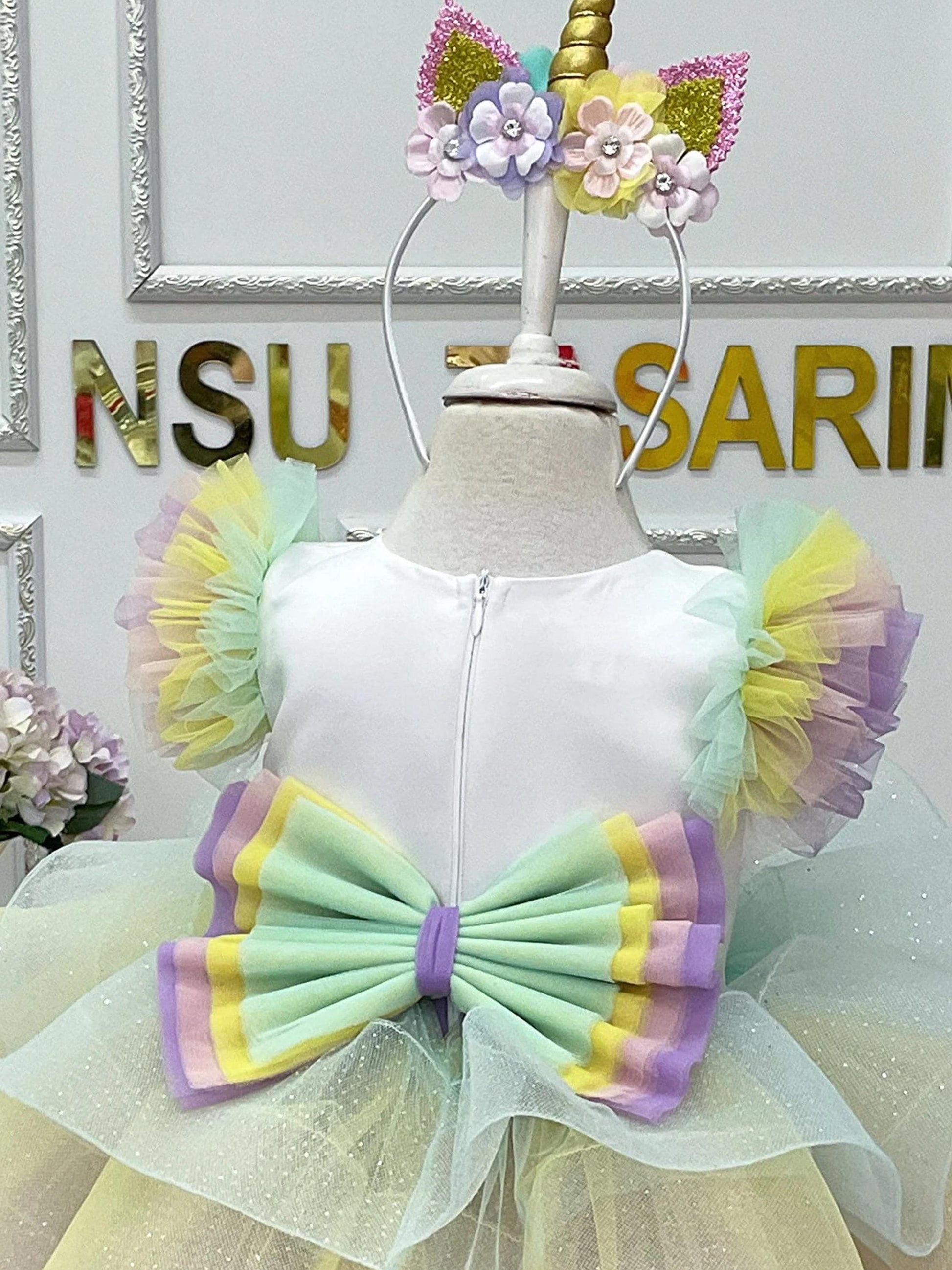 Unicorn birthday dress back