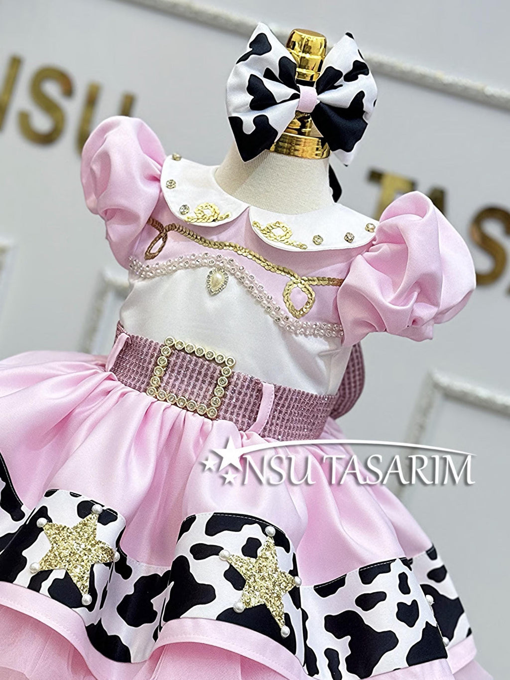 Cow theme costume front upper part detail