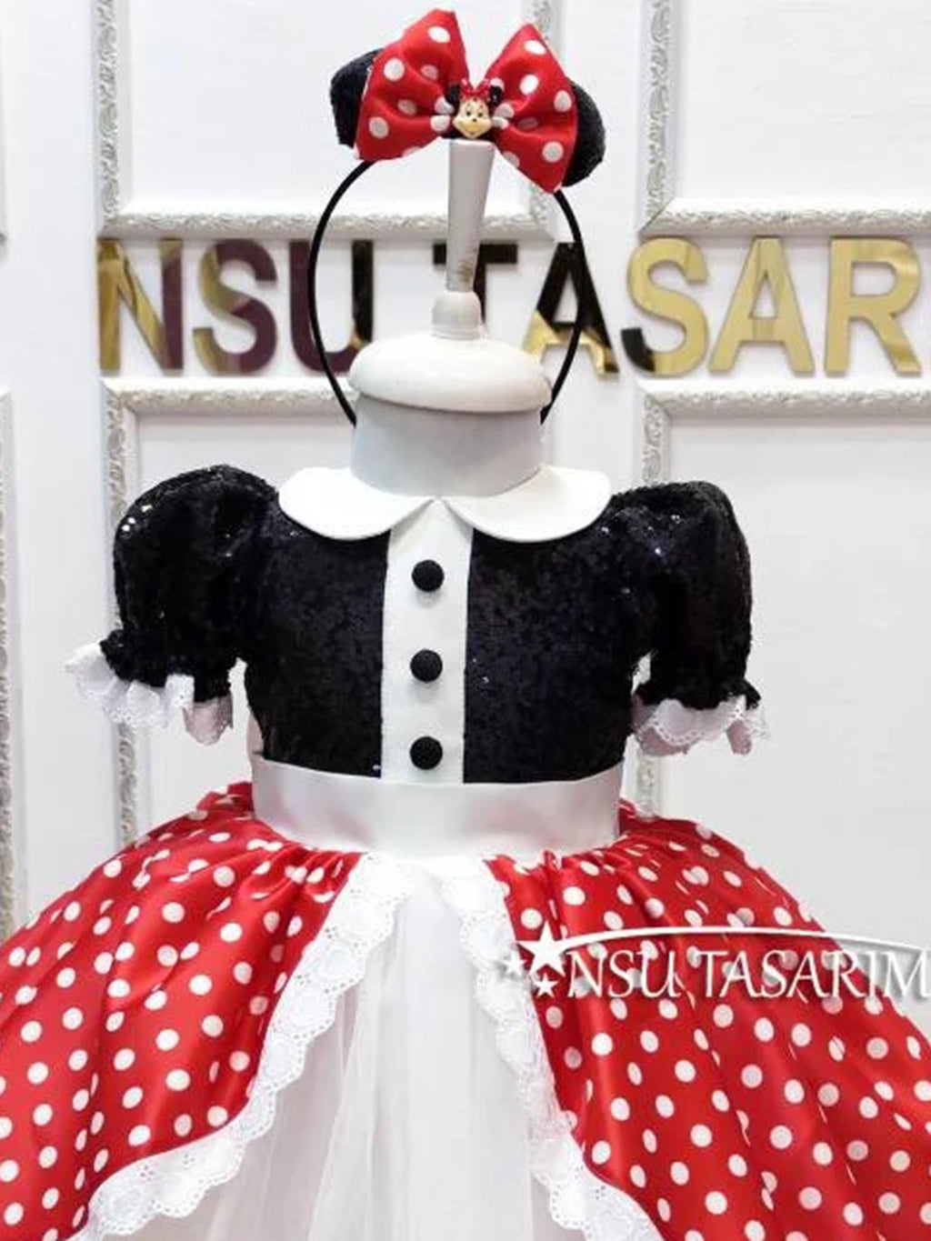Red Minnie dress. Sparkle black Red minnie dress. Baby girl dress. Minnie costume. Birthday dress. 1st Birthday dress.