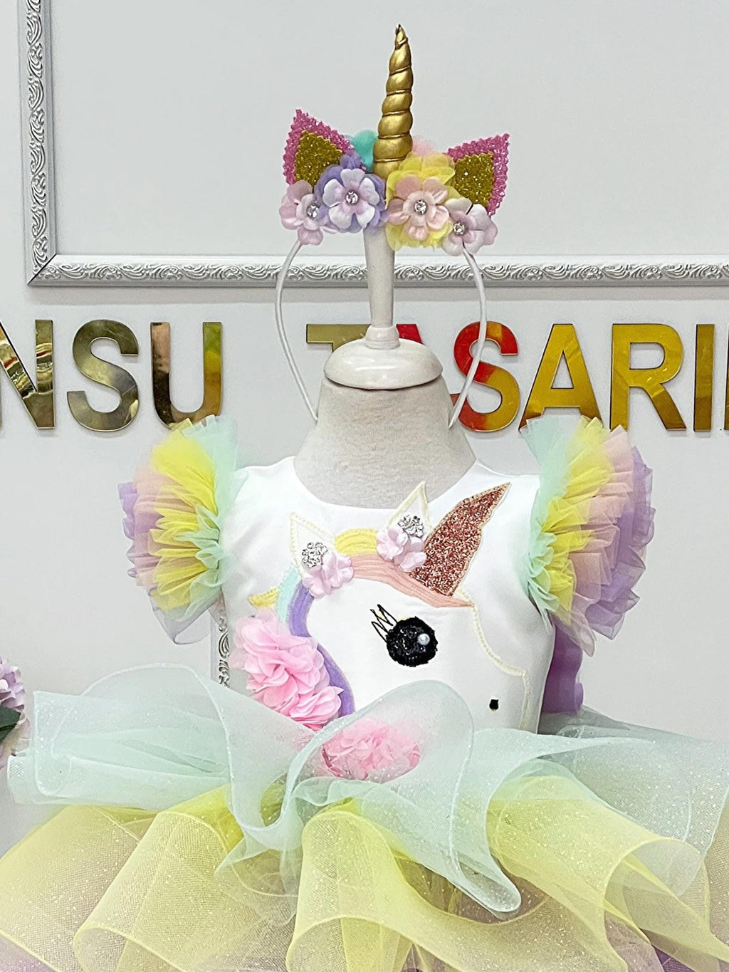 Unicorn birthday dress front