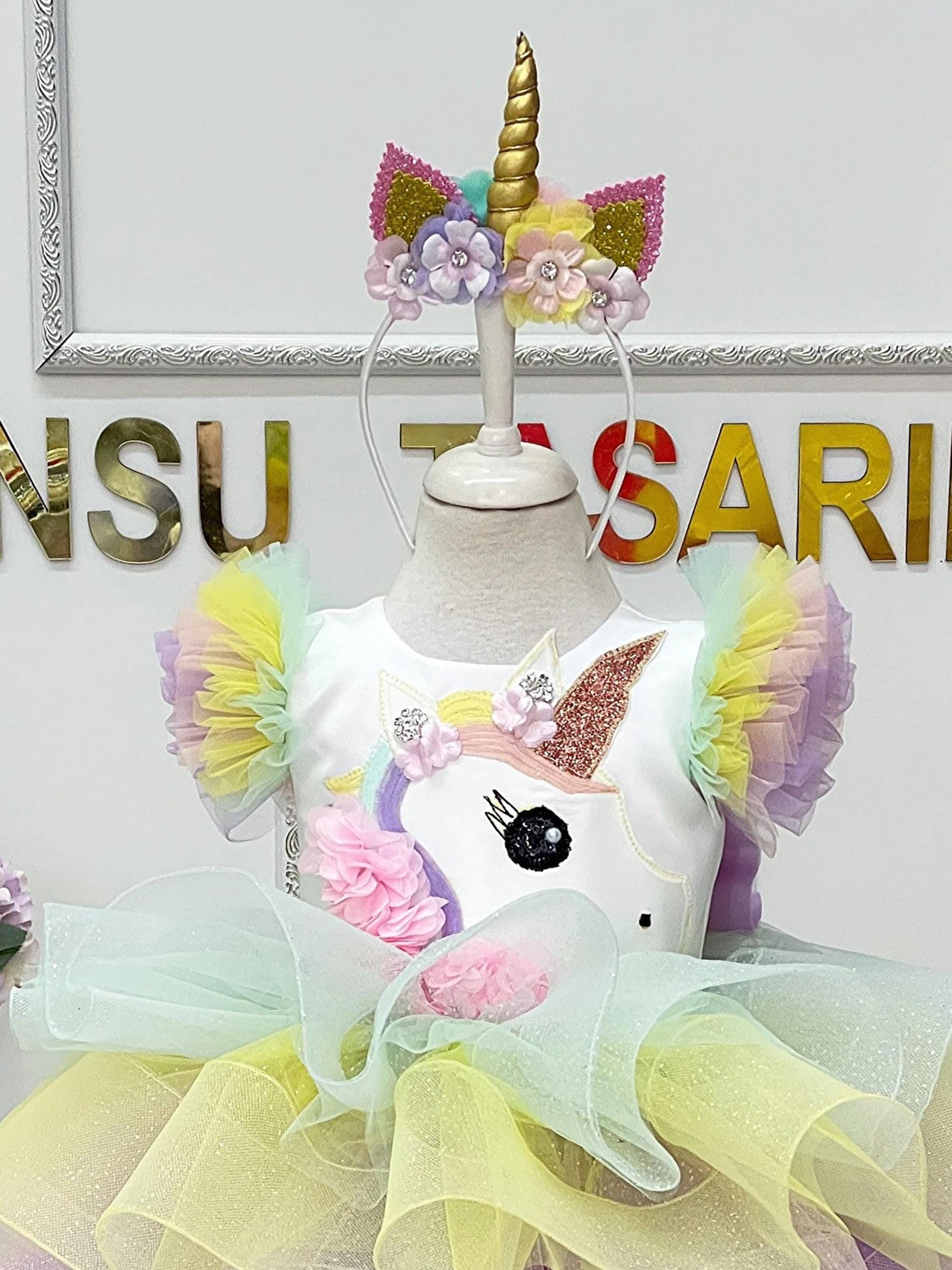 Unicorn birthday dress front