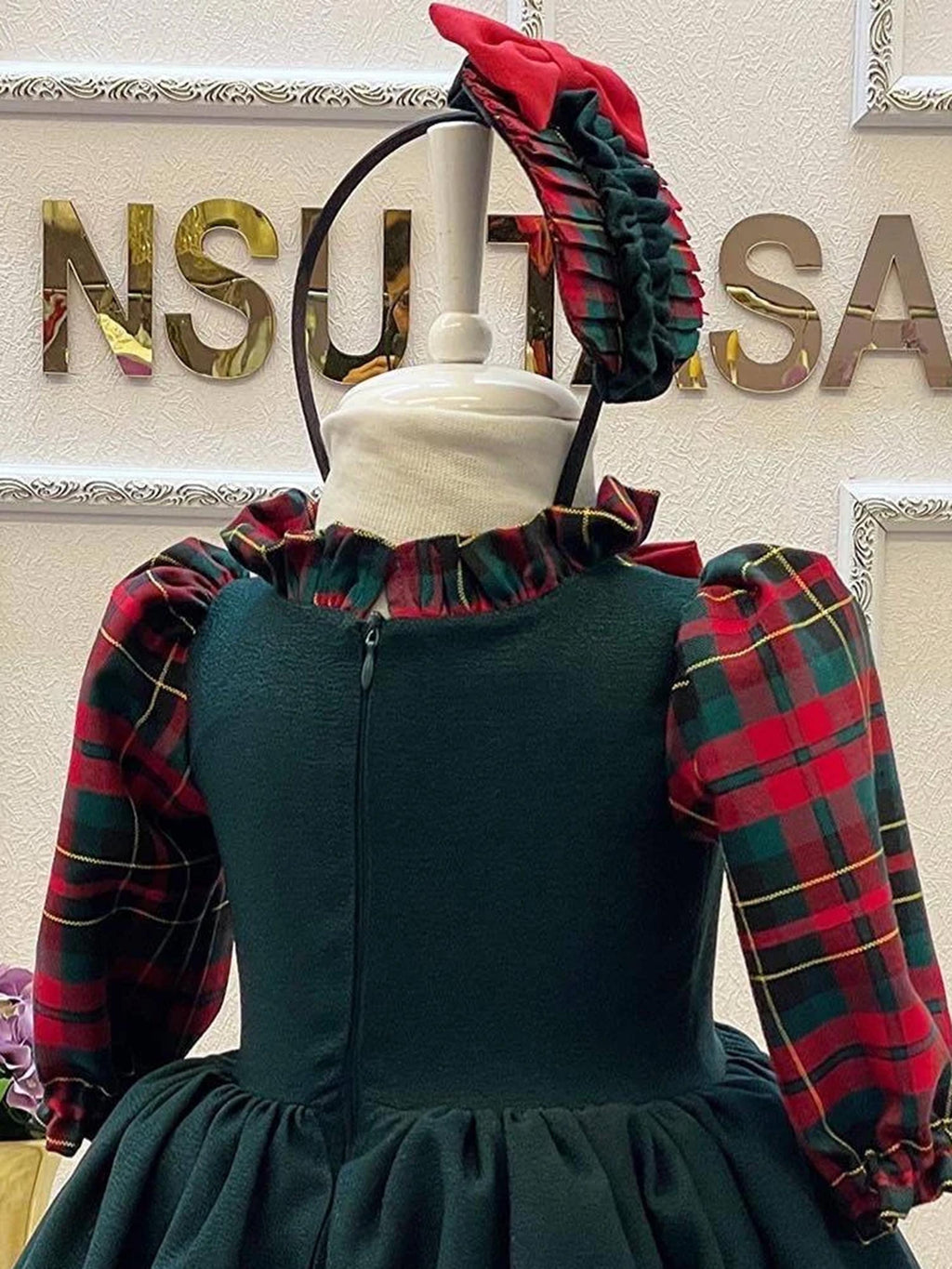 Emerald green dress back zipper