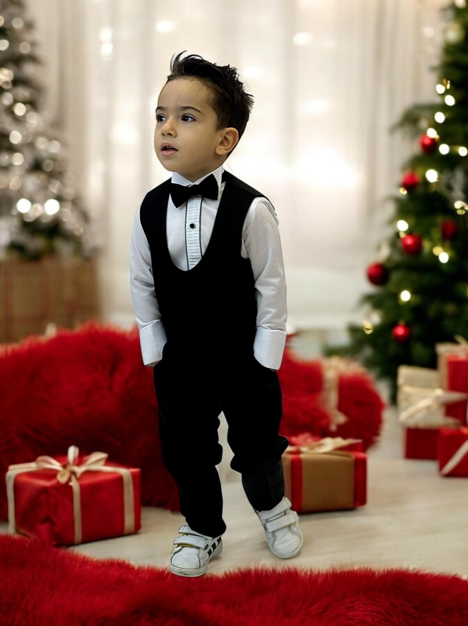 Classic Black Baby Boy Tuxedo Set
