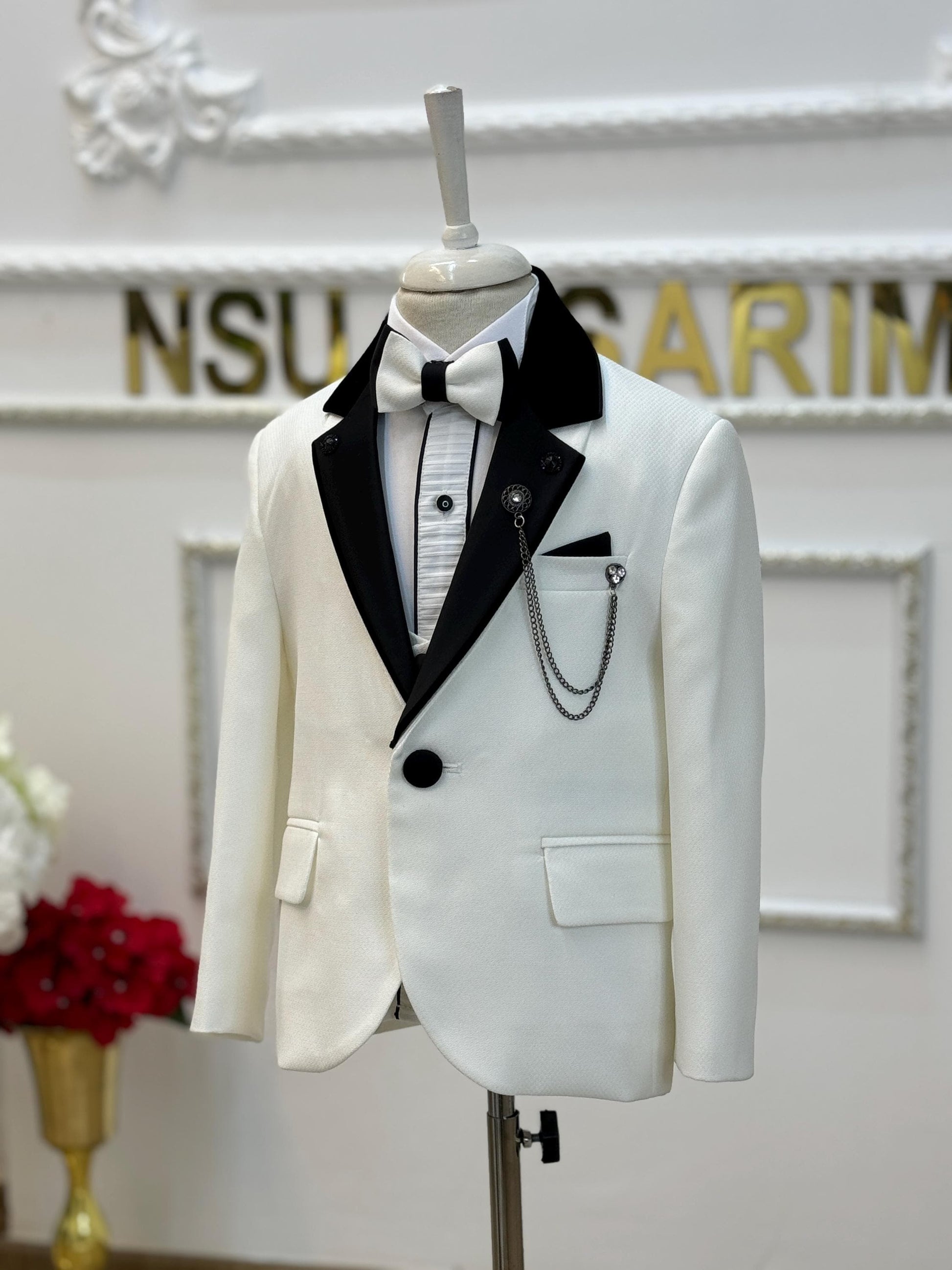 Kids Tuxedo Set Birthday Outfit Boys Wedding Suit