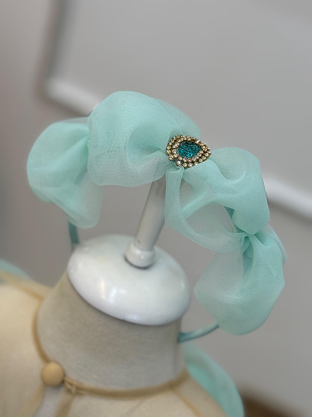 Turquoise Princess Costume Dress for Baby Girls with Sparkling Stone Bodice and Tulle Skirt, Handmade and Perfect for Parties