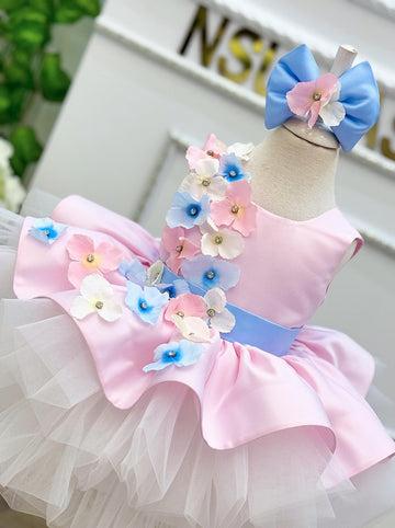 birthday dresses indian 1st birthday dress. Baby girl dress. Birthday dress. 3d flowers dress. –  Kids Dressy