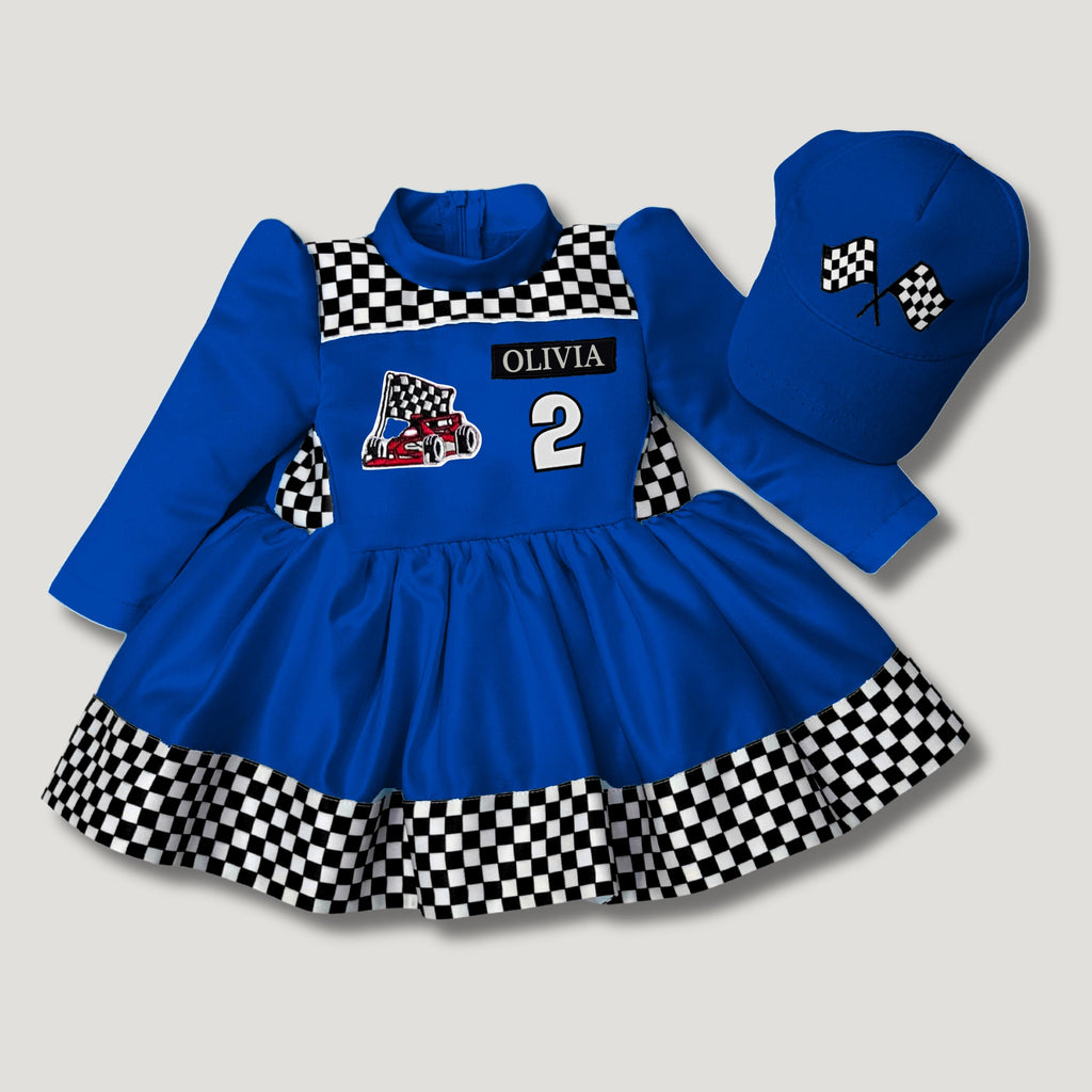 Custom embroidered race car costume for birthdays