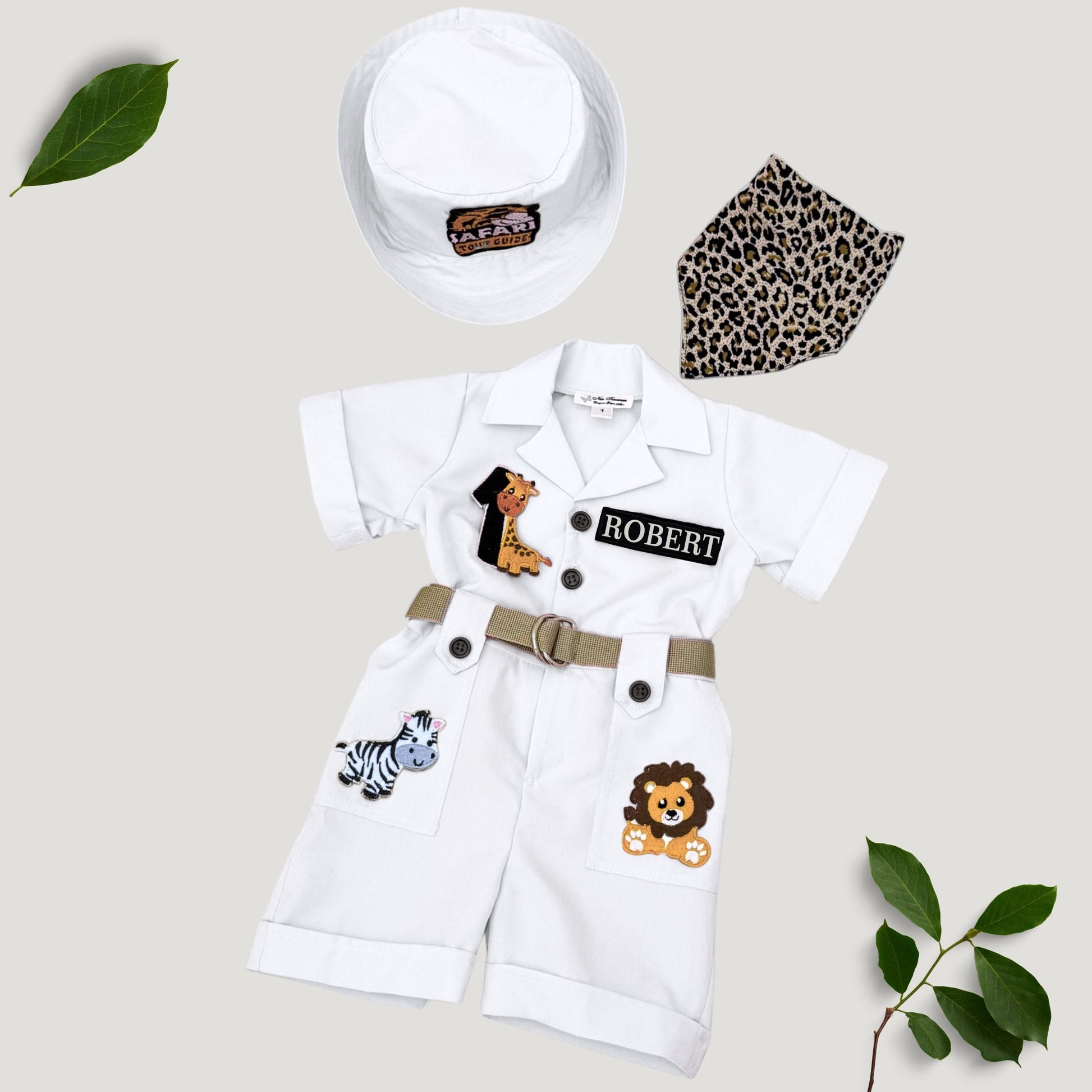 Handmade Toddler Safari Costume with Cute Animal Patches