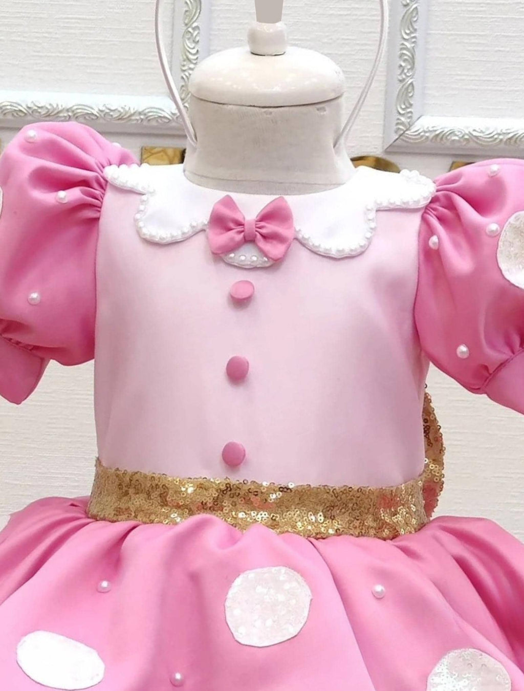 Pink sparkle Minnie Mouse costume for baby girls photoshoot dress