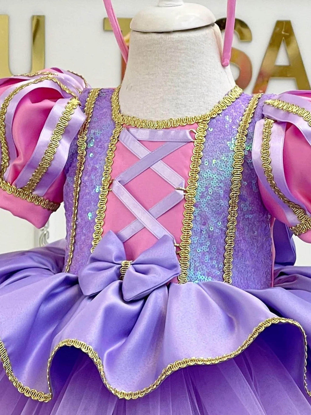 Lavender and Gold Rapunzel Dress for Baby Girl