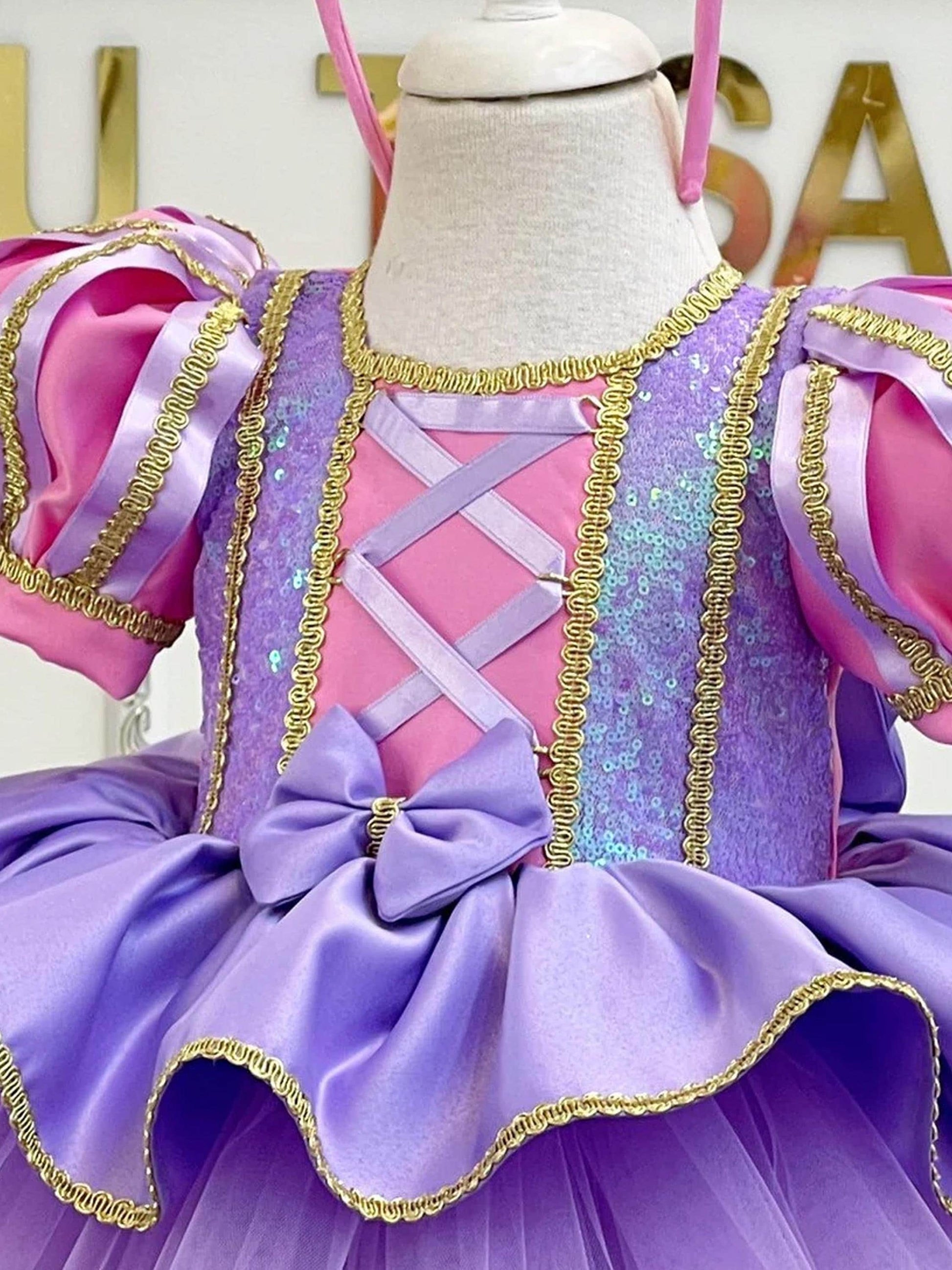 Lavender and Gold Rapunzel Dress for Baby Girl