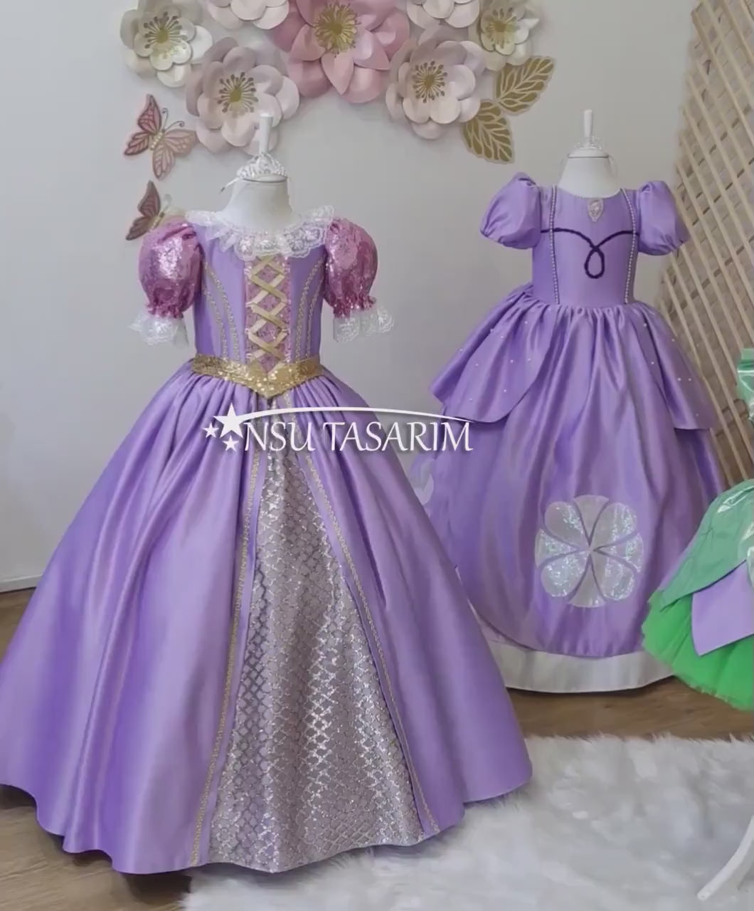 Princess Rapunzel Dress. Rapunzel theme dress. Rapunzel costume. For special occasion, long toddler gown, Rapunzel princess gown