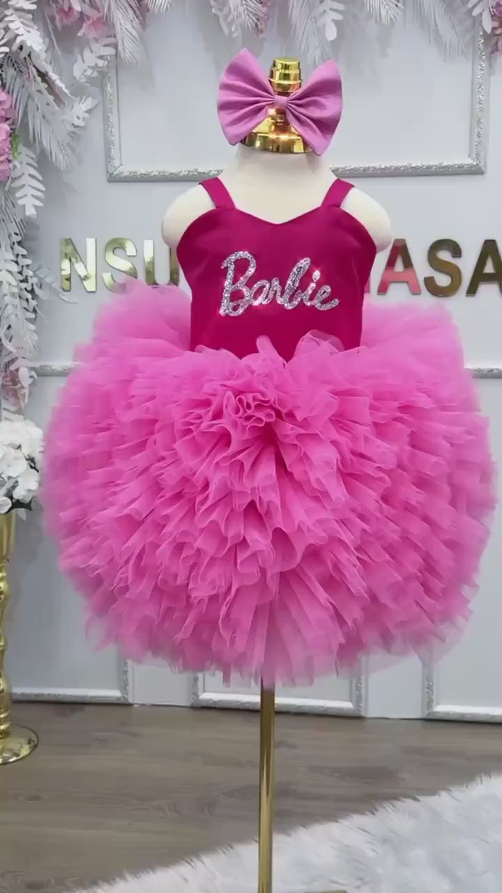 Barbi dress. Baby girl barbi dress. Party dress. Pink Barbi dress. Barbi costume. Outfit For special occasion.