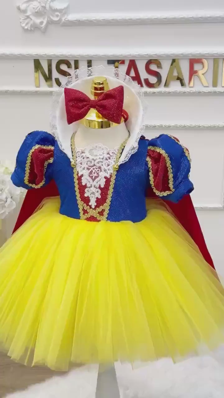 Snow White Dress | Ball Gown for Flower Girl | First Birthday Dress | Snow White Baby Costume