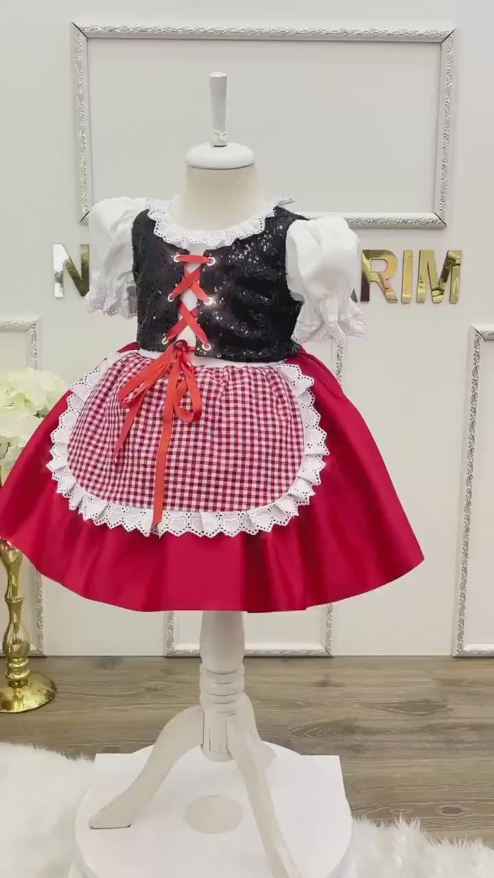 Red riding hood dress. Red riding hood costume . for special occasion . Baby girl red riding hood dress. 1st Birthday dress.