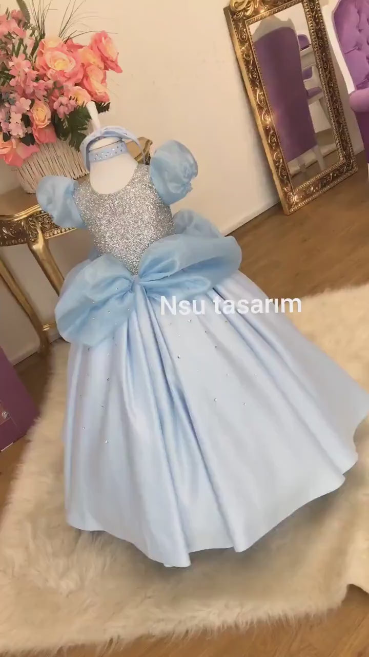 Cinderella dress . Baby girl dress. Cinderella princess birthday dress. Sparkle cinderella dress. For special occasion. Handmade!