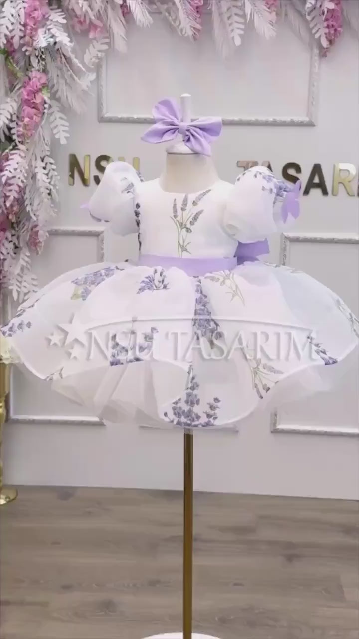 Easter Dress Toddler, Lavender and silver dress, Lavender party dress, Baby girl Lavender dress