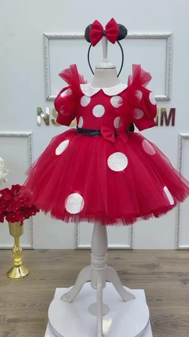 Minnie mouse costume. Baby girl minnie mouse costume. Brithday minnie mouse dress. Red minnie mouse dress. 1st Birthday dress.