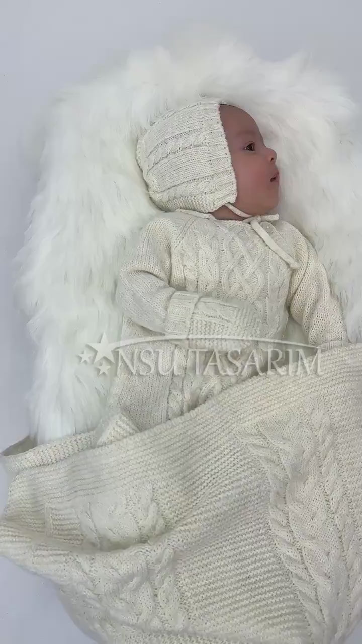 Newborn Knitted Coming Home Outfit, Coming Home Outfit, Newborn Go Home Outfit