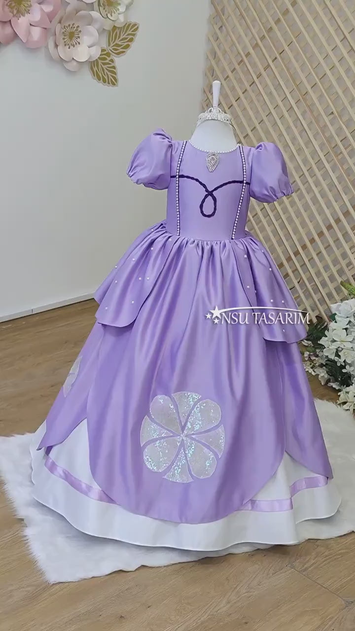 Princess Sofia dress. Sofia theme dress. Sofia costume. Sofia dress, long toddler gown, Sofia princess gown